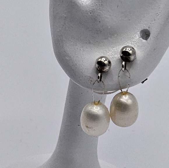 Floating Pearl Dangle Earrings silver 925 - Picture 3 of 5